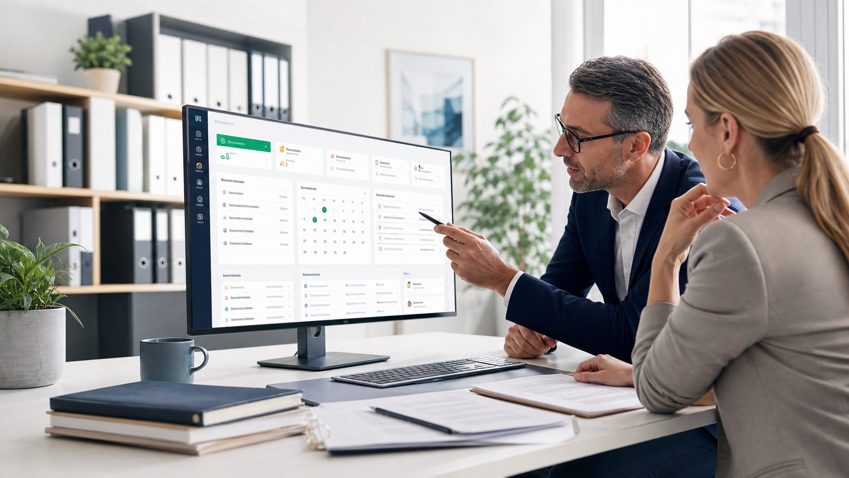 Beratungsteam arbeitet mit einer Case-Management-Übersicht